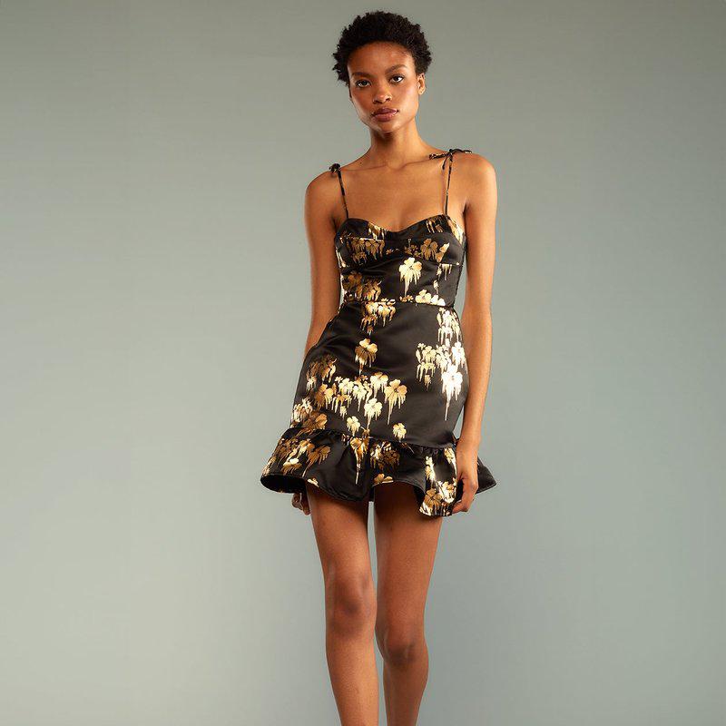 Cynthia Rowley Dripping in Gold Dress Gold Foil