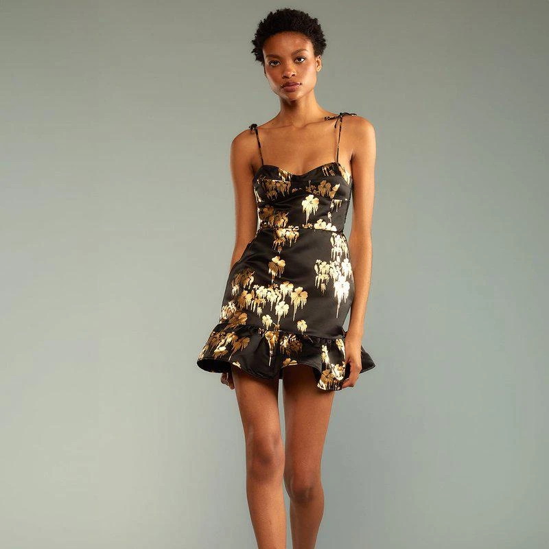 Cynthia Rowley Dripping in Gold Dress Gold Foil 1