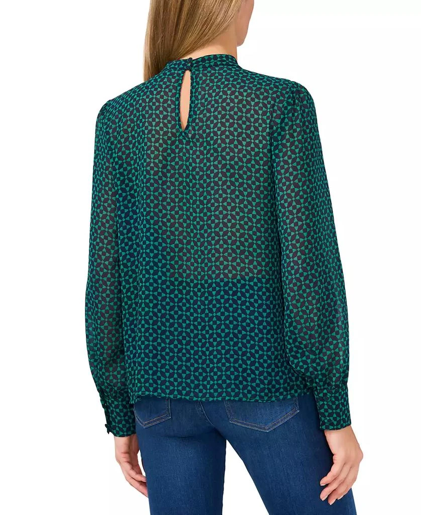 CeCe Women's Tie-Neck Geo-Print Blouse 2
