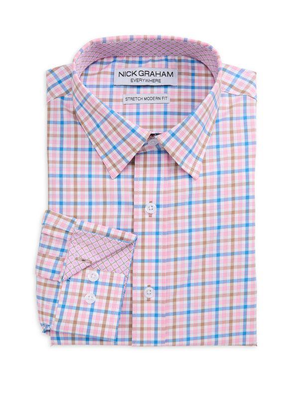 Nick Graham ​Plaid Stretch Dress Shirt