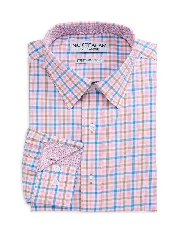 Nick Graham ​Plaid Stretch Dress Shirt 1