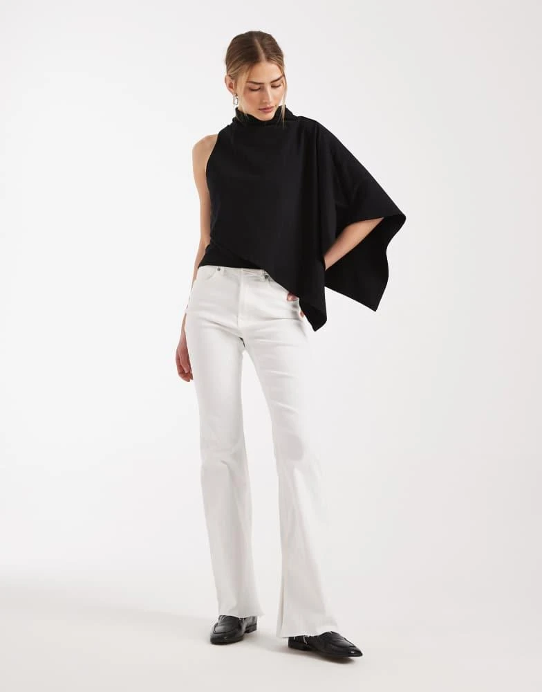 ASOS ASOS DESIGN one sleeve cape top in black 2