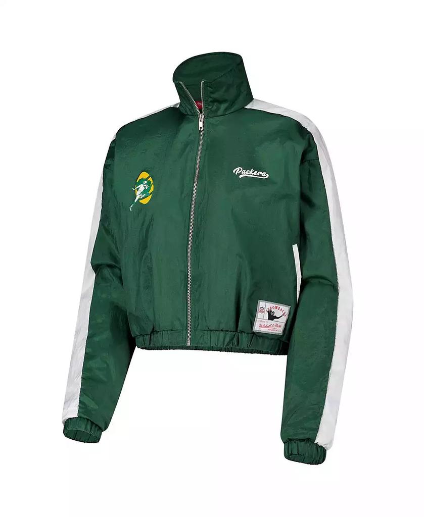 Mitchell & Ness Women's Green Green Bay Packers Nylon Cropped Full-Zip Jacket