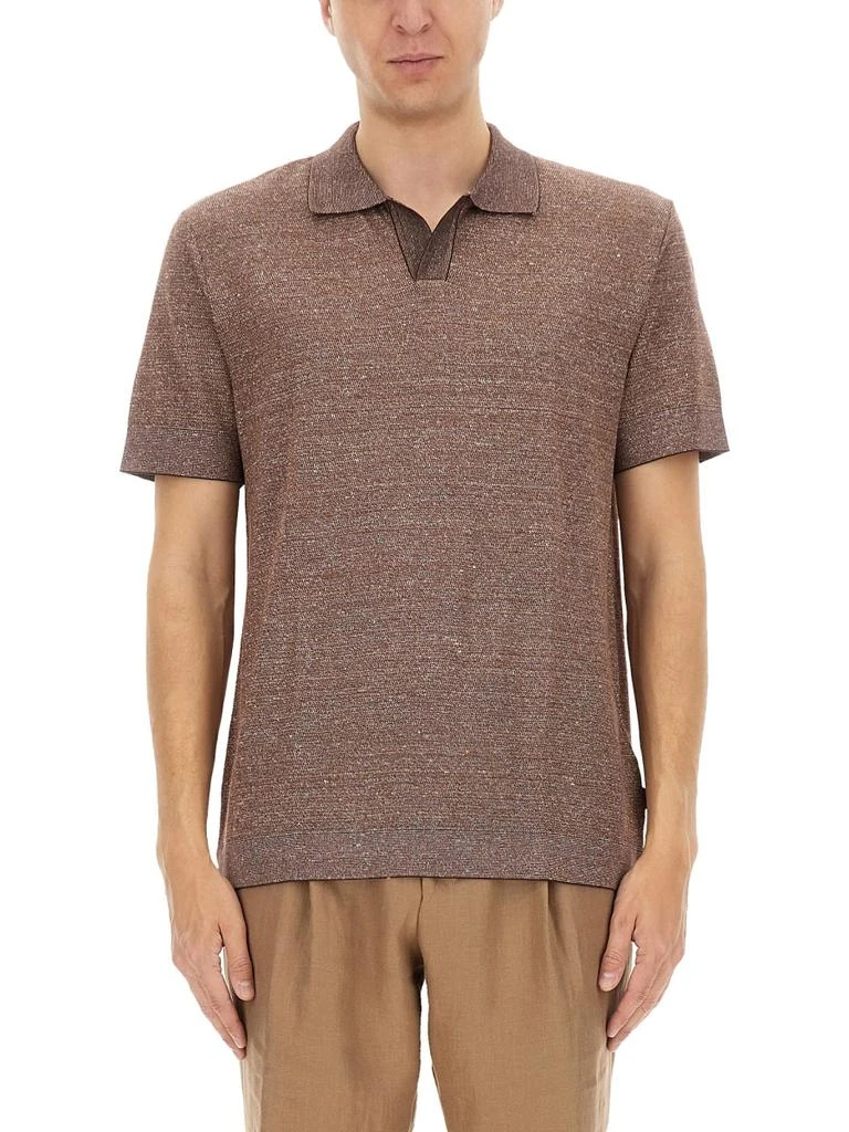 Hugo Boss POLO SHIRT IN COTTON, LINEN AND SILK 1
