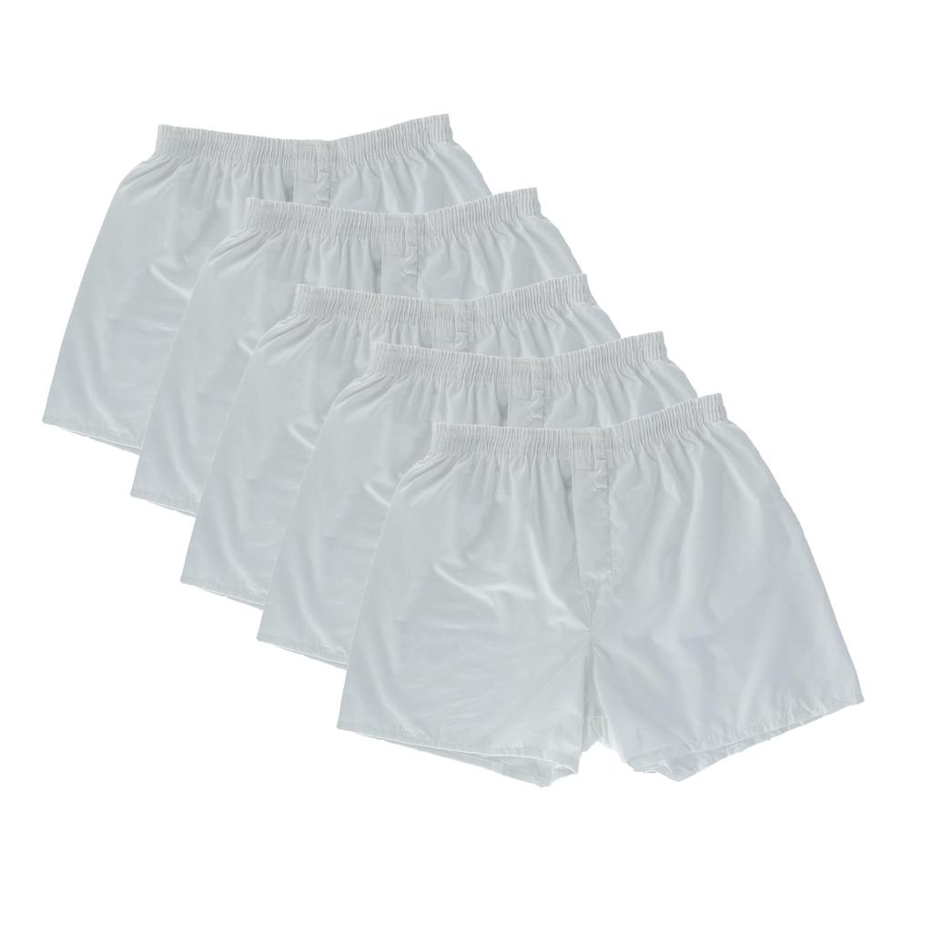 The Loom Men's White Boxer Shorts Underwear (5 Pair Pack)