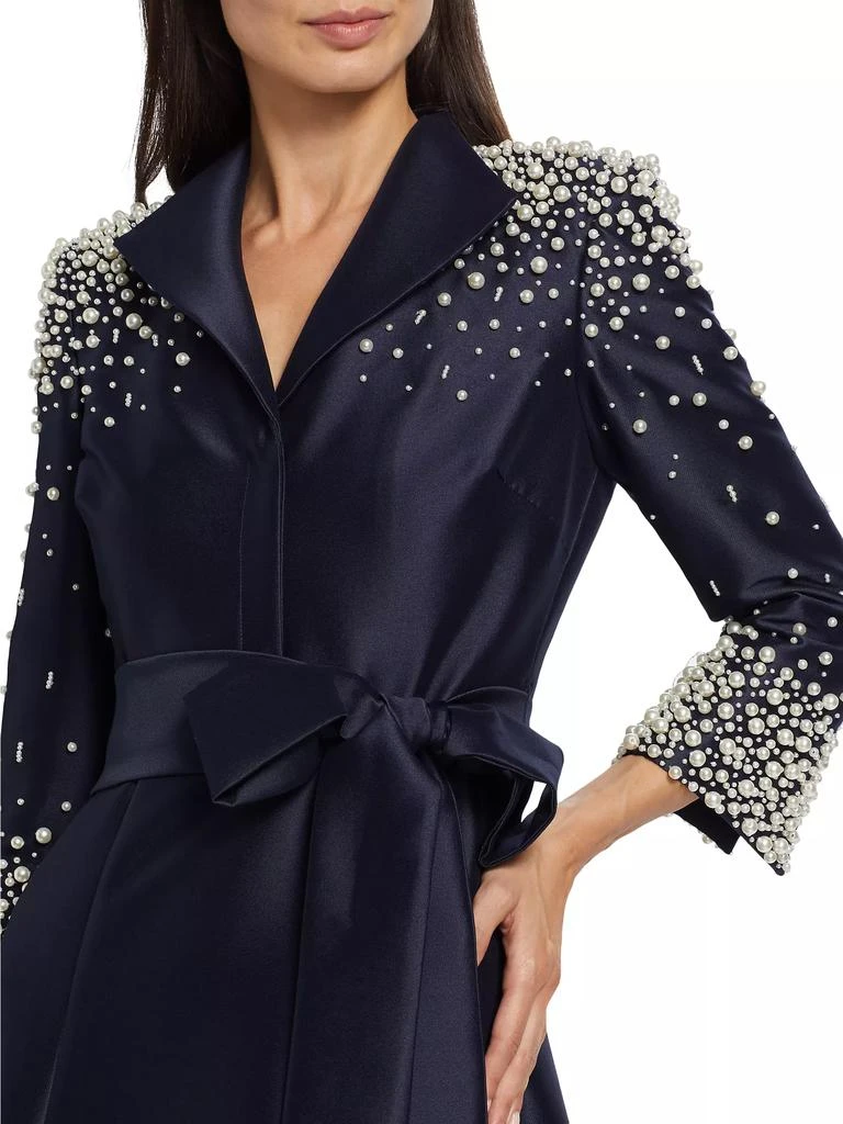 Badgley Mischka Embellished Satin Shirtdress 6