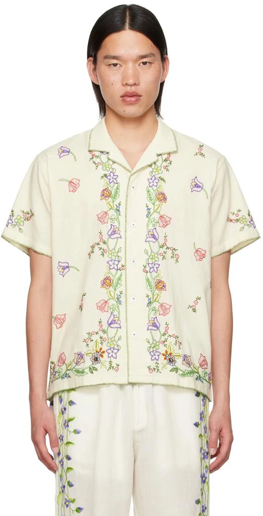 HARAGO Off-White Embroidered Shirt 1