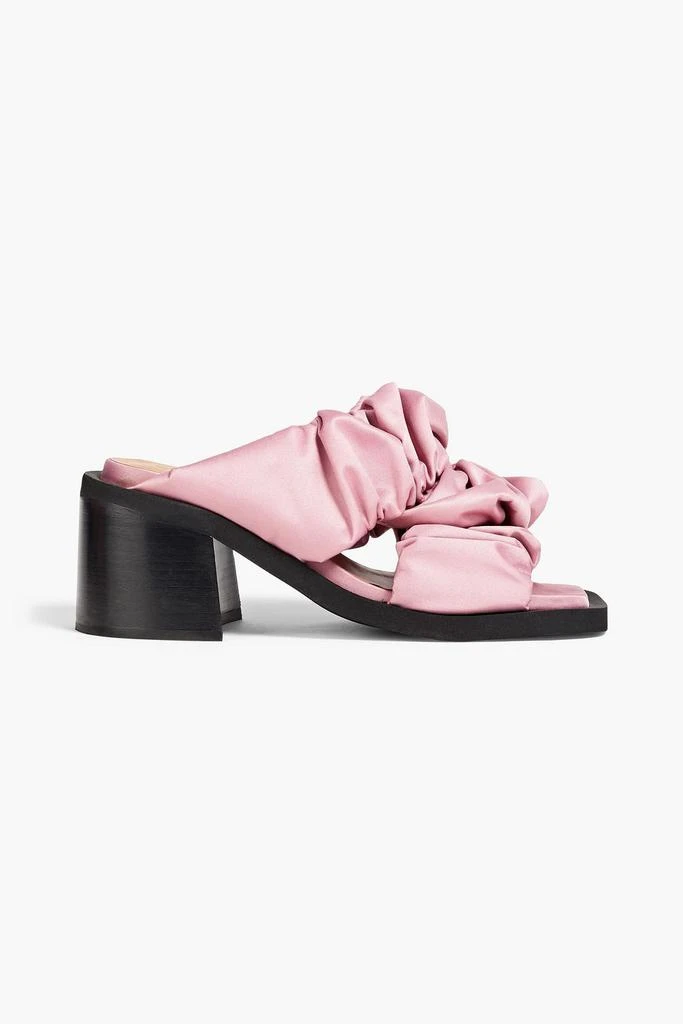 Ganni Ruched satin mules 1
