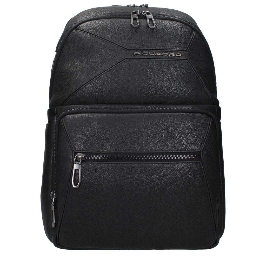 PIQUADRO Piquadro Black Leather Backpacks