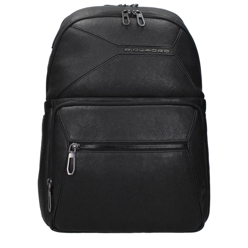 PIQUADRO Piquadro Black Leather Backpacks 1