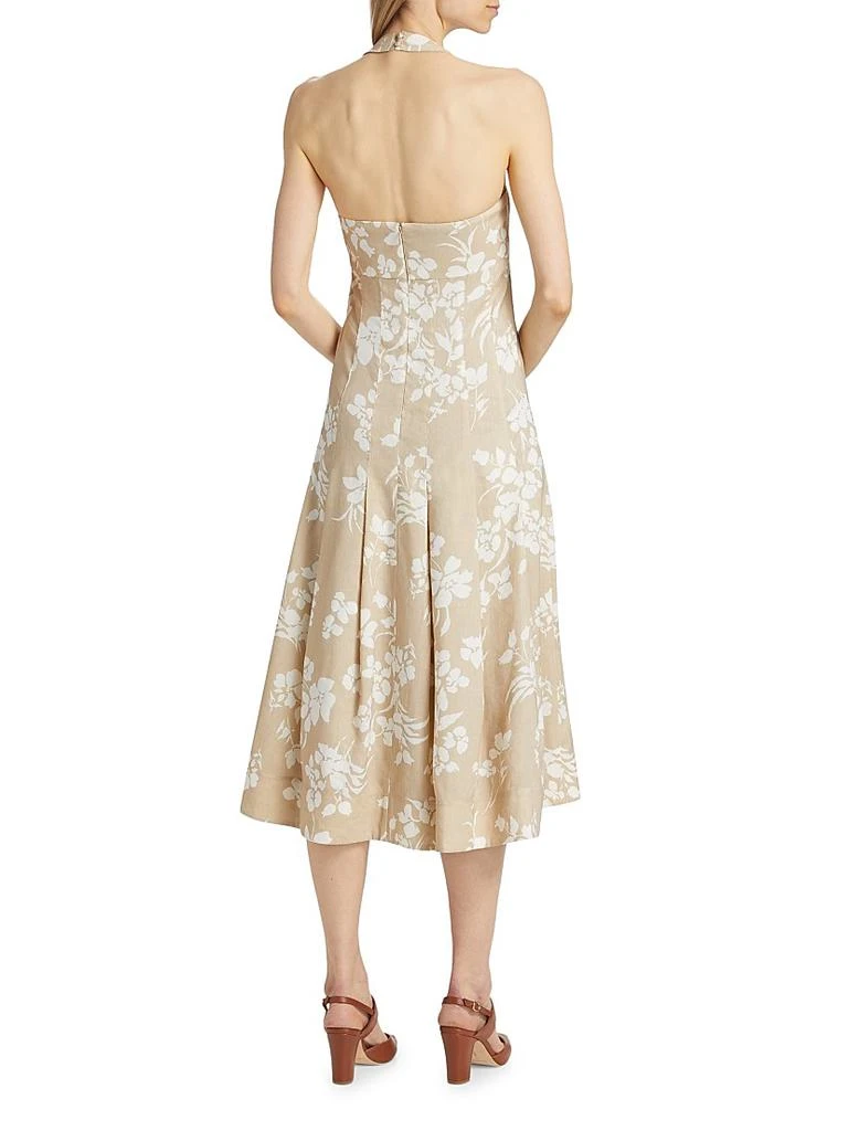 VERONICA BEARD Amalia Floral Linen-Blend Halter Midi-Dress 5