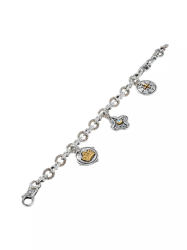 Konstantino Sterling Silver, 18K Yellow Gold & Blue Spinel Charm Bracelet