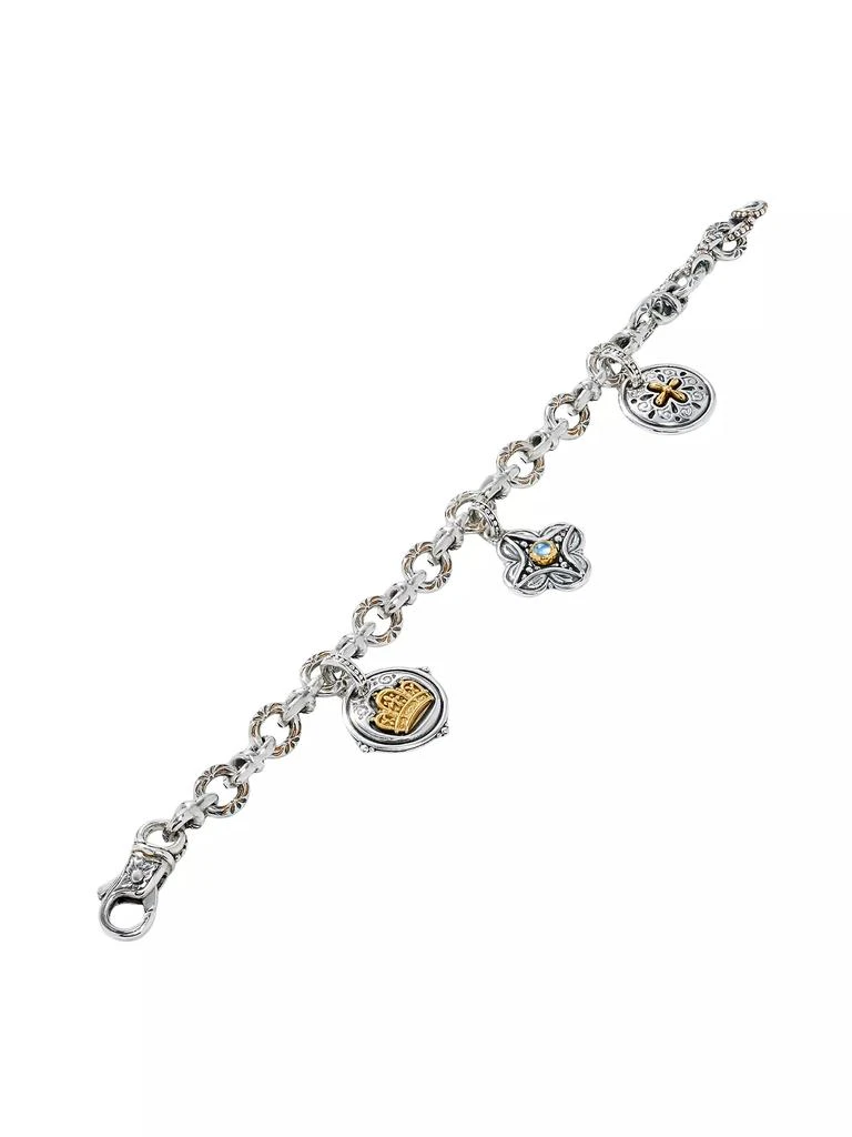 Konstantino Sterling Silver, 18K Yellow Gold & Blue Spinel Charm Bracelet 2