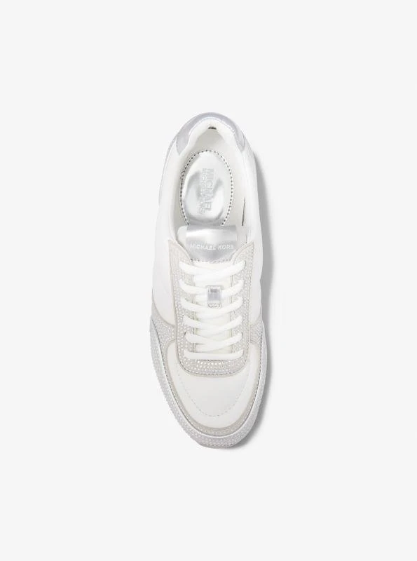 Michael Kors Andi Embellished Quilted Leather and Metallic Trainer 4