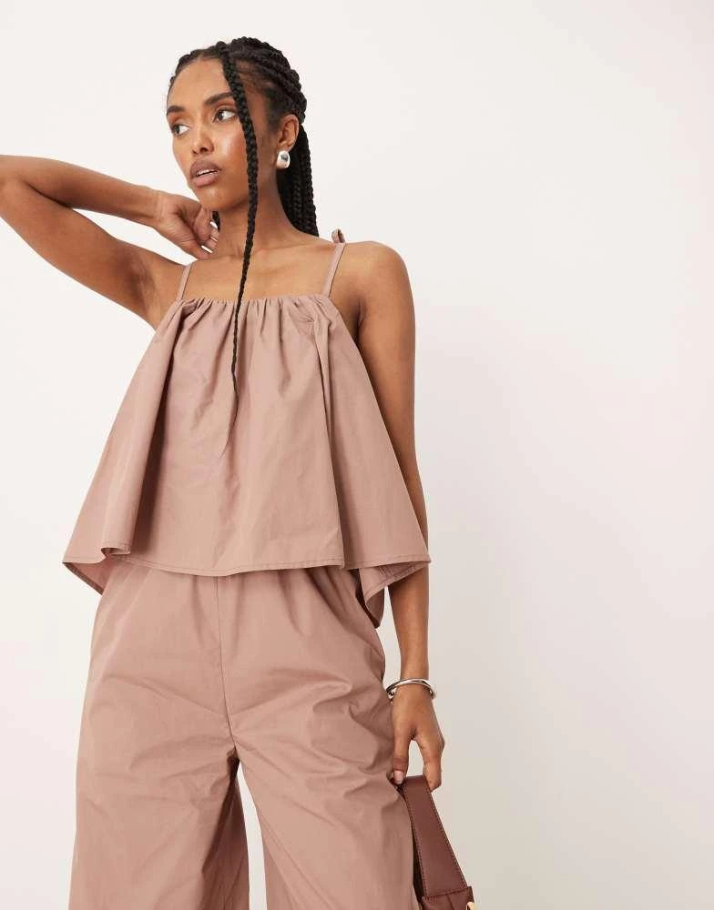 ASOS ASOS DESIGN multiway double layer wide leg jumpsuit in taupe 2