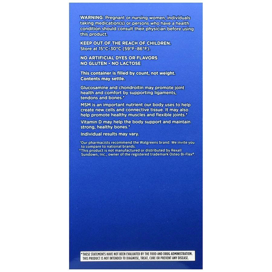 Walgreens Glucosamine Chondroitin with Vitamin D Tablets Triple Strength (40 days) 5