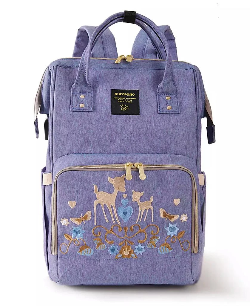 Sunveno Embroidered Backpack Diaper Bag Large Travel Backpack