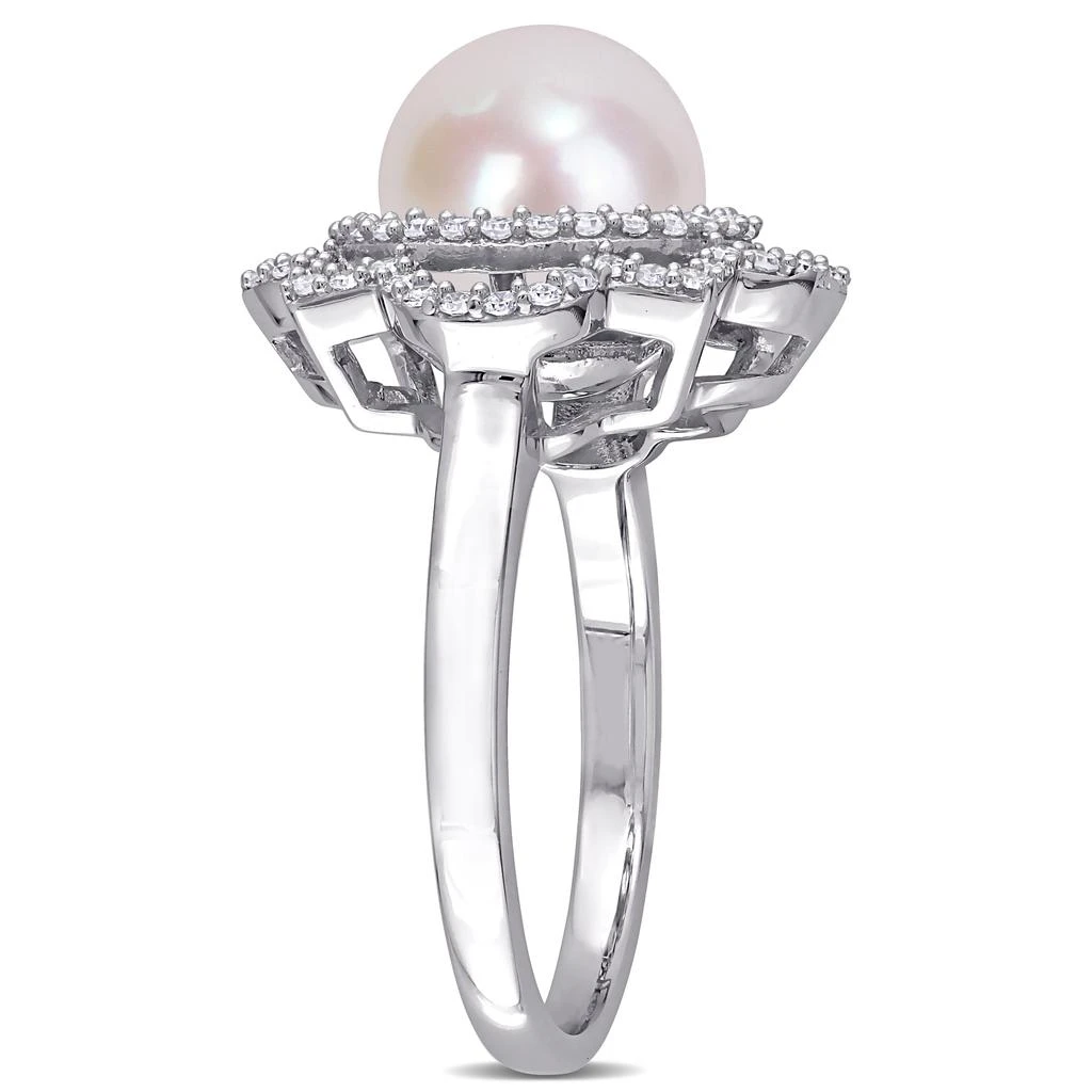 Mimi 
Max 9mm Cultured Freshwater Pearl 3/8ct TW Diamond Vintage Ring 14k White Gold 5