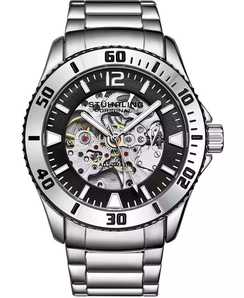 Stuhrling Men's Silver Tone Stainless Steel Bracelet Watch 44mm 2
