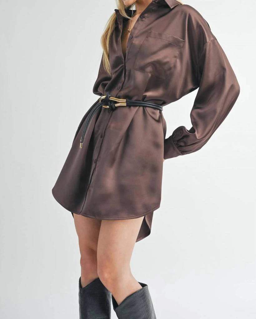 SAGE THE LABEL Sage The Label - Collared Oversized Shirt Dress 3