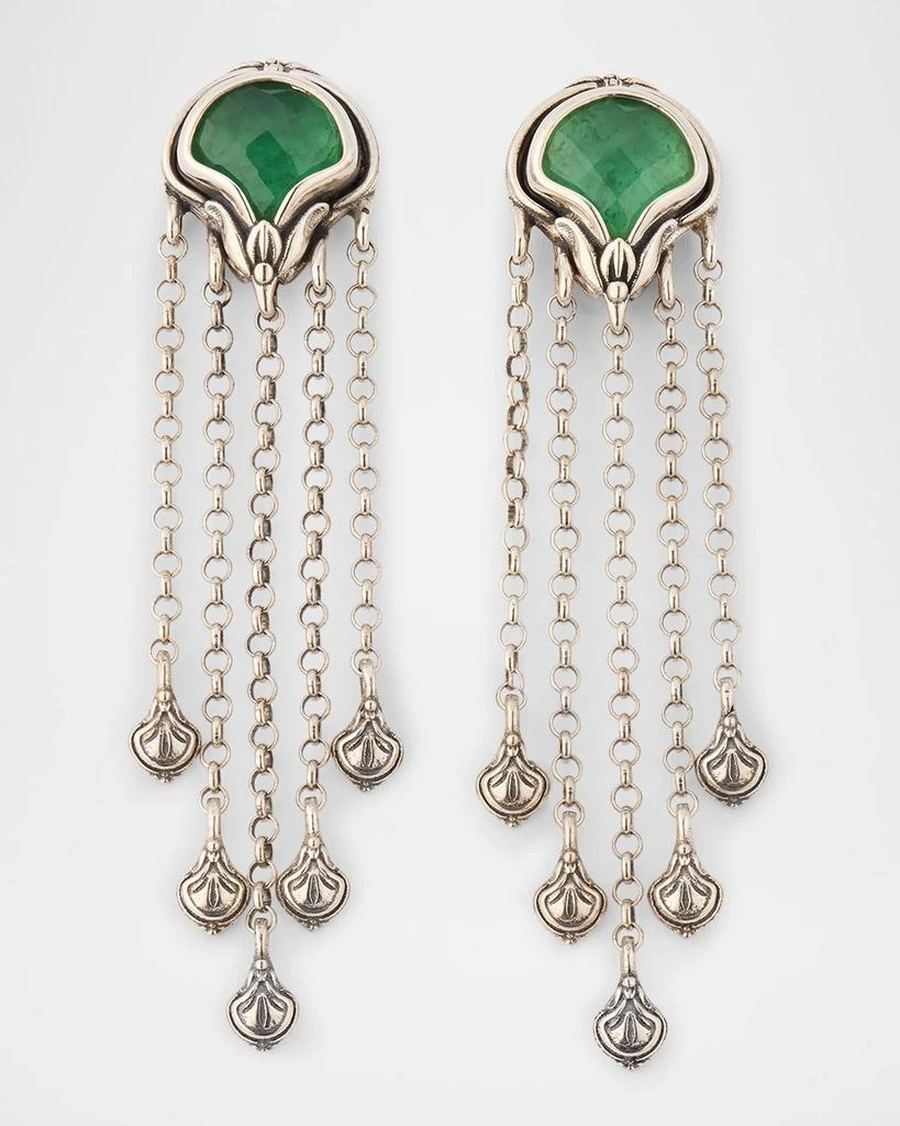 Konstantino Ivy Rock Crystal, Aventurine and MOP Triplet Dangle Earrings