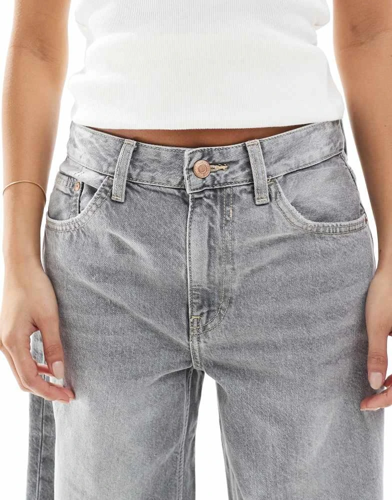 Bershka Bershka petite high waisted wide leg jeans in grey 5
