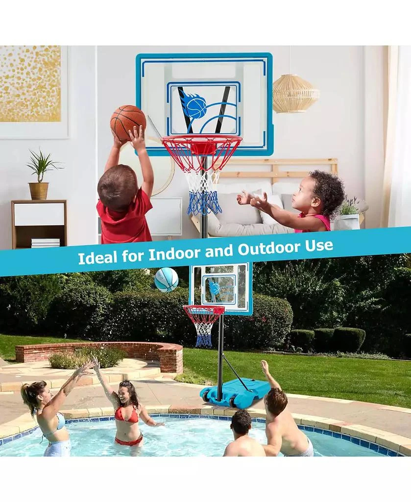 Costway Pool Basketball Hoop 3.8-4.4 FT Adjustable Poolside BasketballGoal System 10