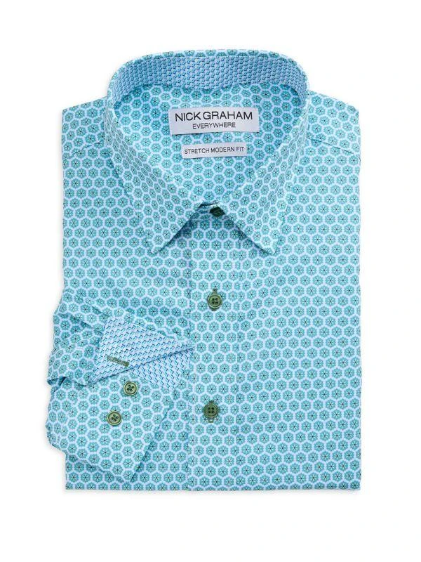 Nick Graham Stretch-Modern-Fit Hexa Floral Dress Shirt 1