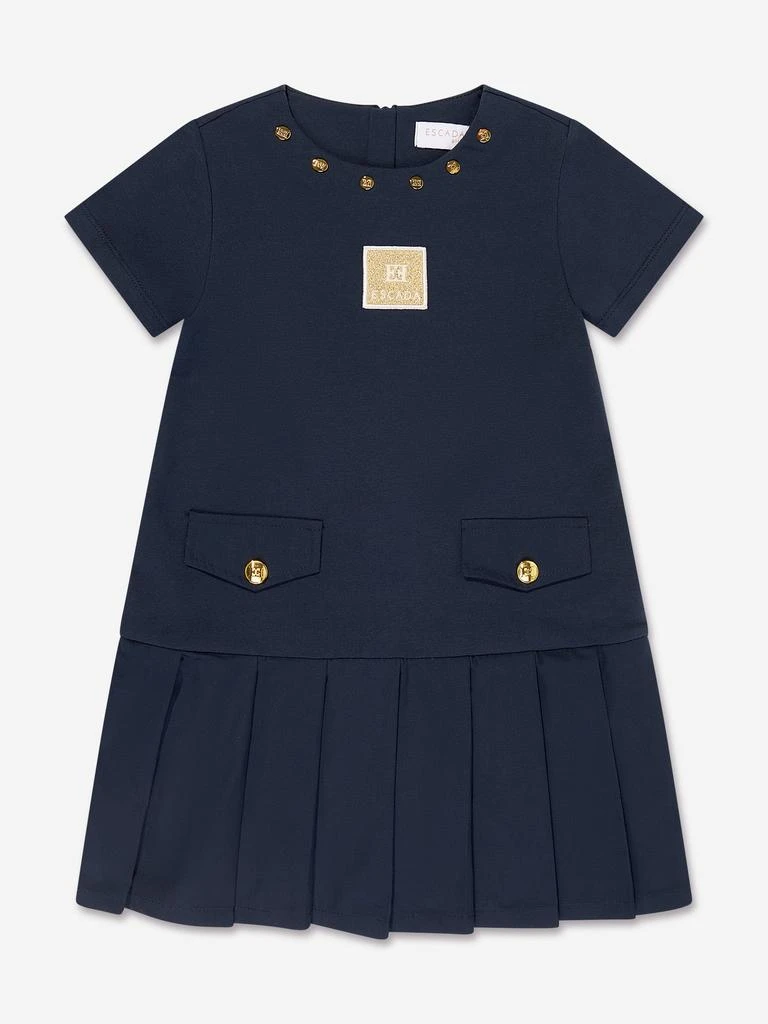 Escada Escada Girls Embroidered Badge Dress in Navy 1