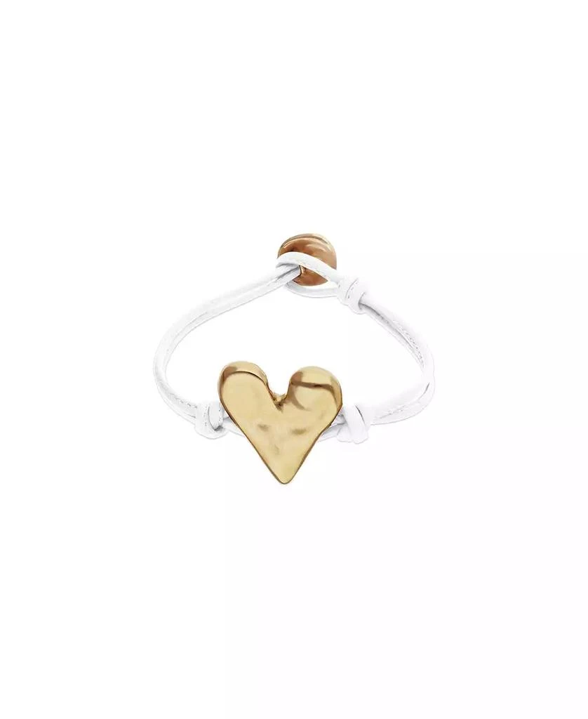 UNOde50 White Leather Bracelet with Heart Shaped 18K Detail Plated Detail
