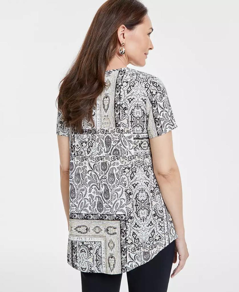 JM Collection Women's Printed Scoop-Neck Short-Sleeve Top, Exclusively at Macy's