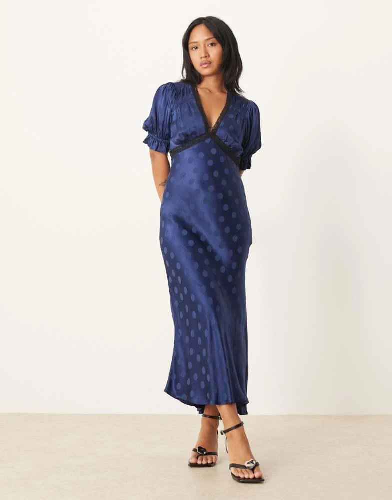Nobody's Child Petite Nobody's Child Petite Angela lace trim midi dress in  navy - Dresses & Skirts - Free Shipping - BeyondStyle