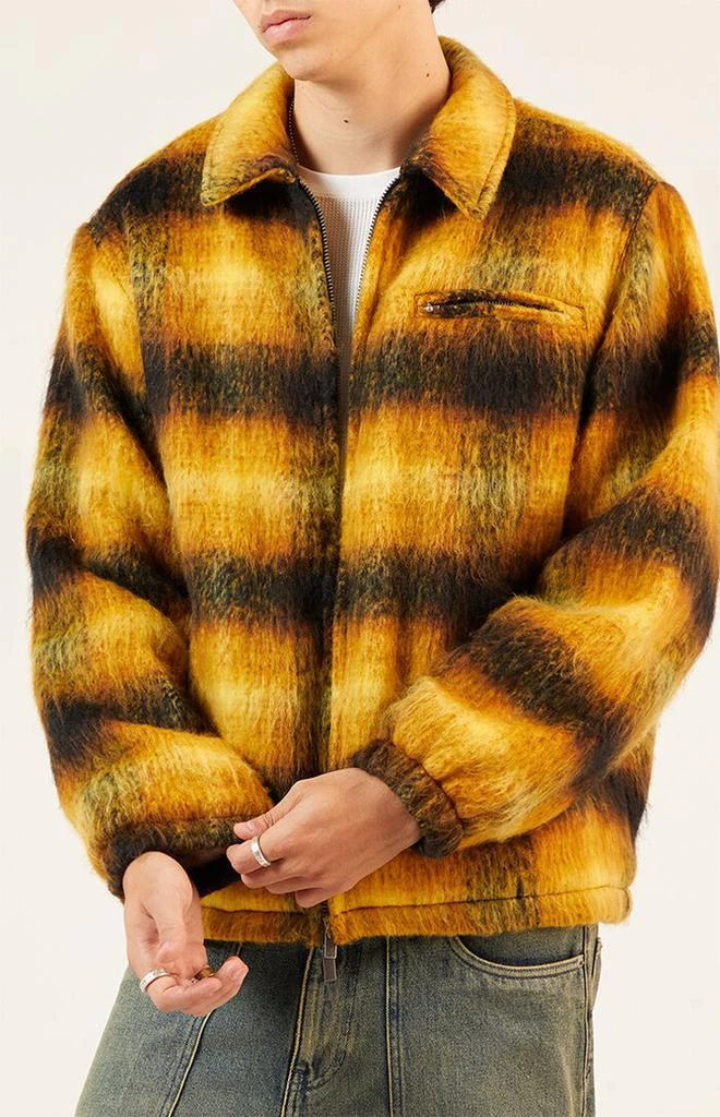 PacSun Yellow Brushed Plaid Jacket 5