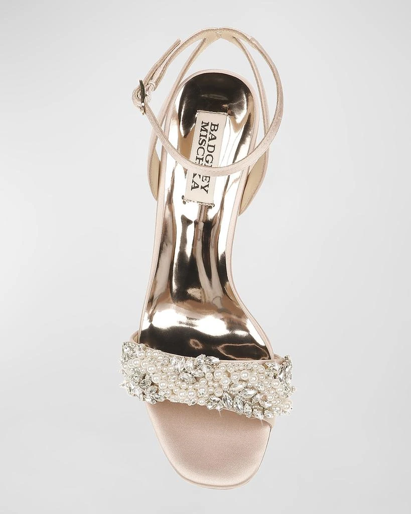 Badgley Mischka Clara Embellished Satin Cocktail Sandals 5