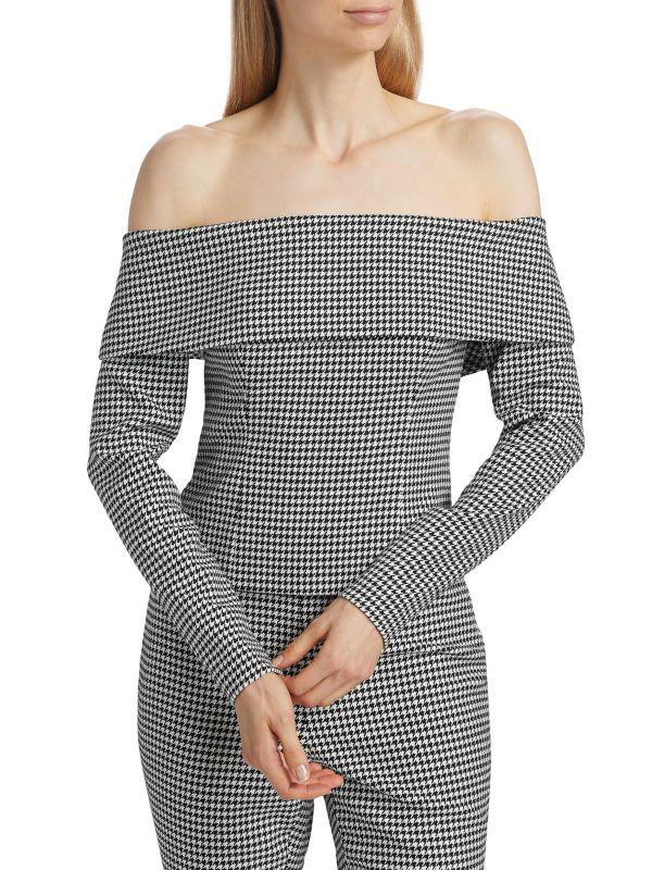 Alice by Temperley Stila Houndstooth Off-Shoulder Top
