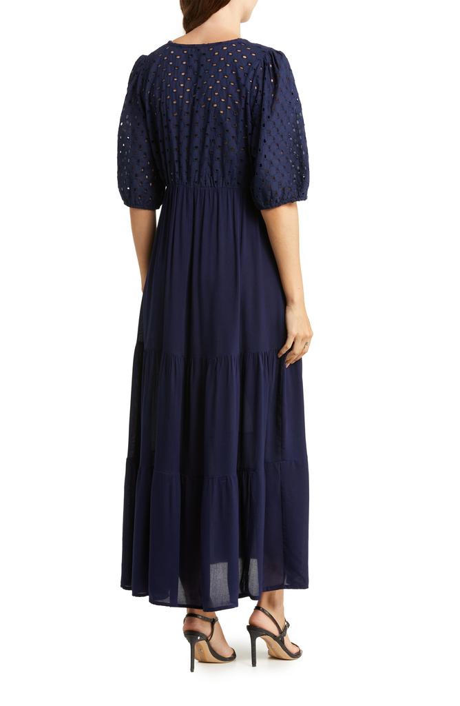 BOHO ME Tiered Short Sleeve Maxi Dress