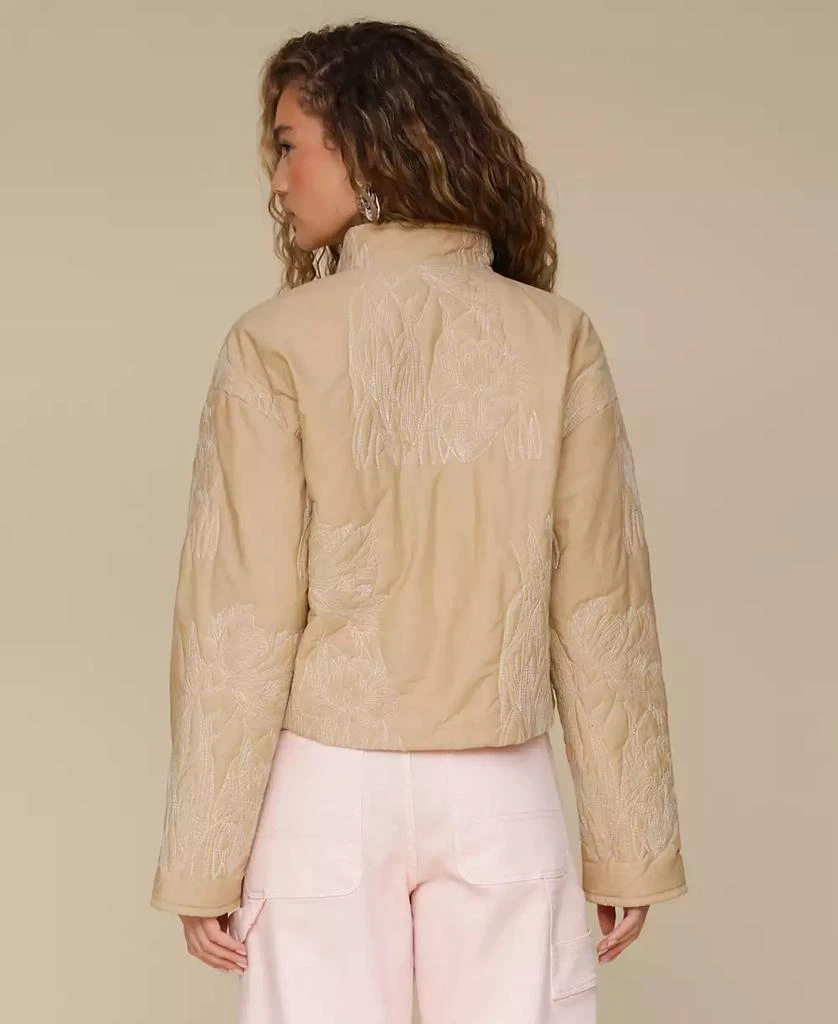 Avec Les Filles Women's Cotton Embroidered Cropped Jacket 2