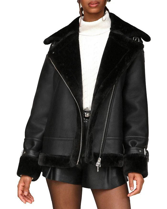 Avec Les Filles Oversized Faux Shearling Moto Coat 1