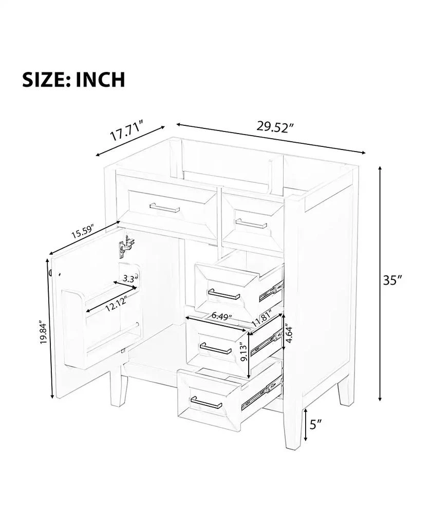 CASAINC Bathroom Vanity Cabinet Base 30-Inch with Drawers, Solid Frame and MDF Board 5