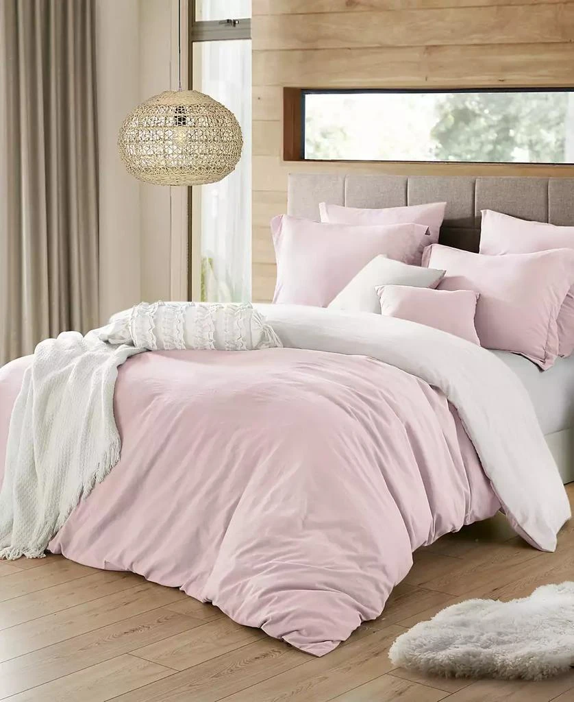 Macy's Cathay Home Inc. Ultra Soft Reversible Crinkle Duvet Cover Set 5