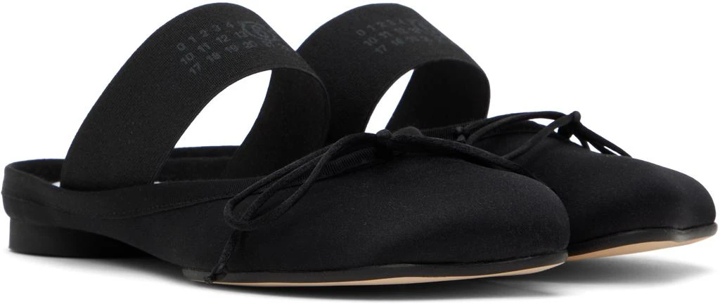 MM6 Black Satin Anatomic Logo Ballerina Slippers 4