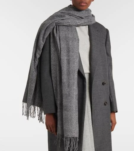 Brunello Cucinelli Prince of Wales check silk and wool-blend scarf 2