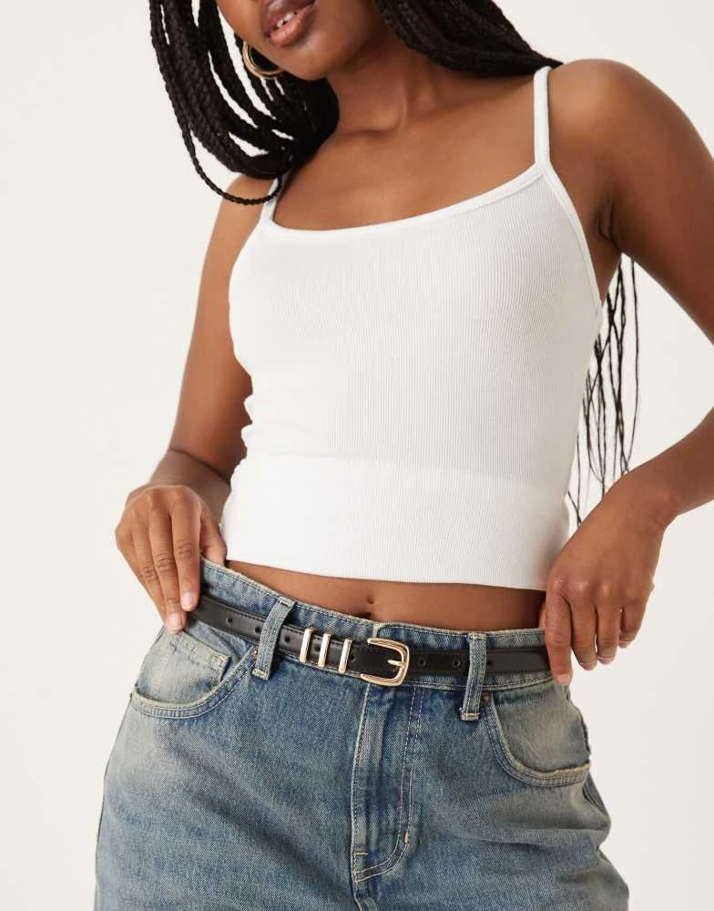 ASOS ASOS DESIGN waist and hip skinny multi keeper belt in black 1