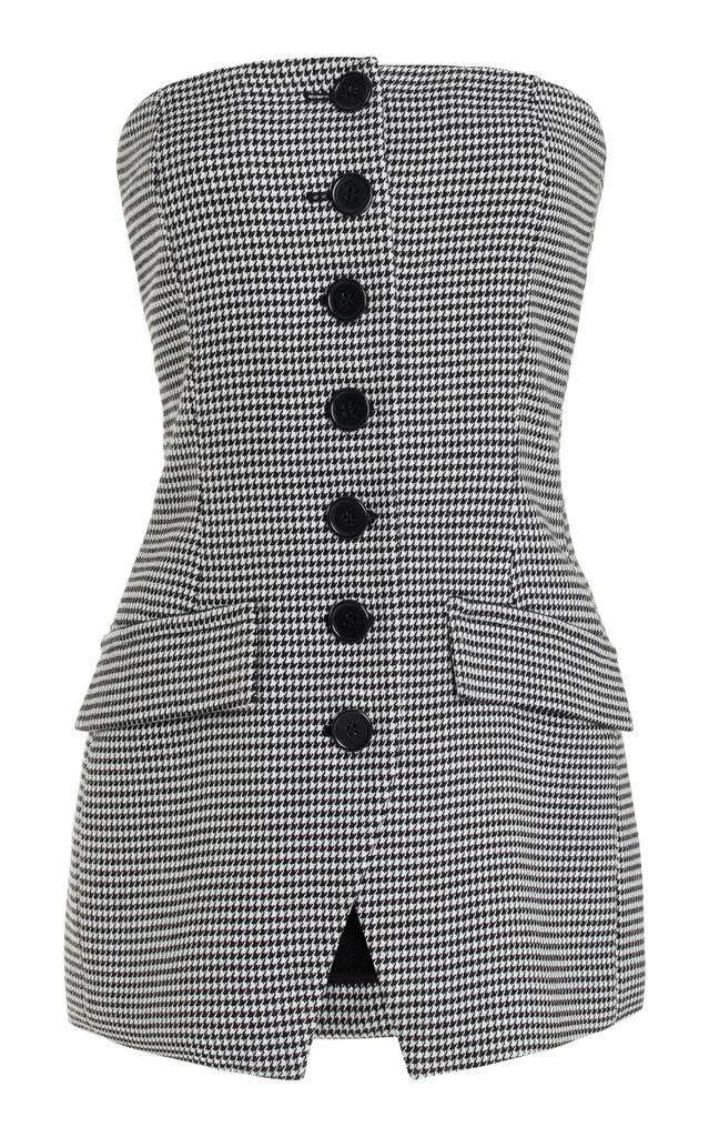 Favorite Daughter Favorite Daughter - The Phoebe Houndstooth Twill Bustier Top - Black/white - US 0 - Moda Operandi 1