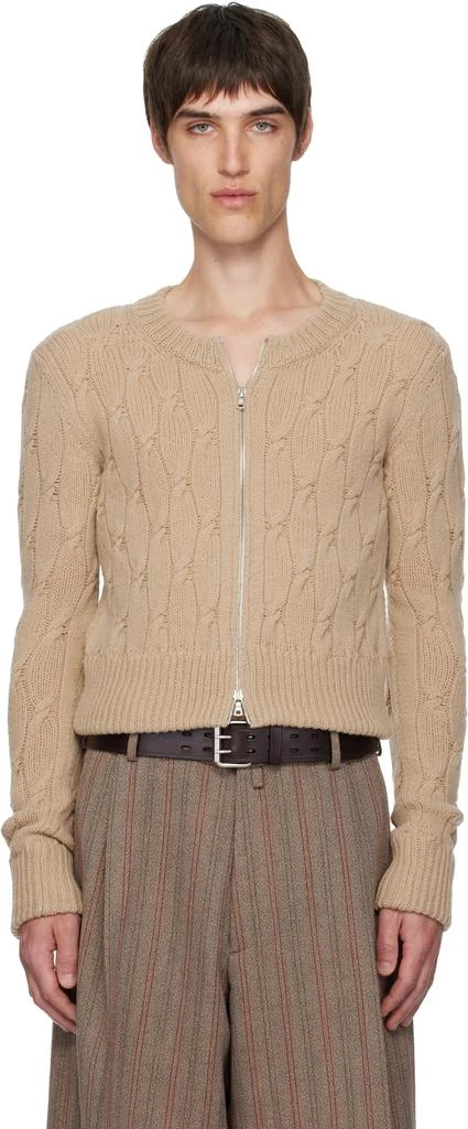 Dries Van Noten Beige Cable-Knit Cardigan 1
