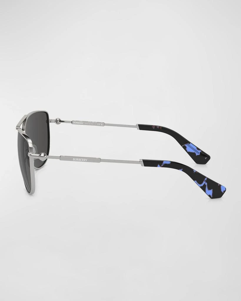 Burberry Logo Mixed-Media Aviator Sunglasses 2