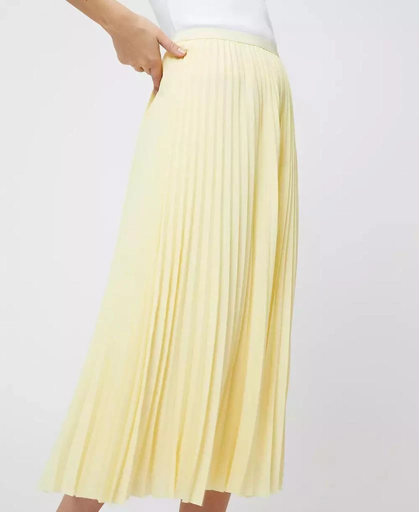 French Connection Women's Sunburst Butter Yellow Pleated Crepe Skirt 4