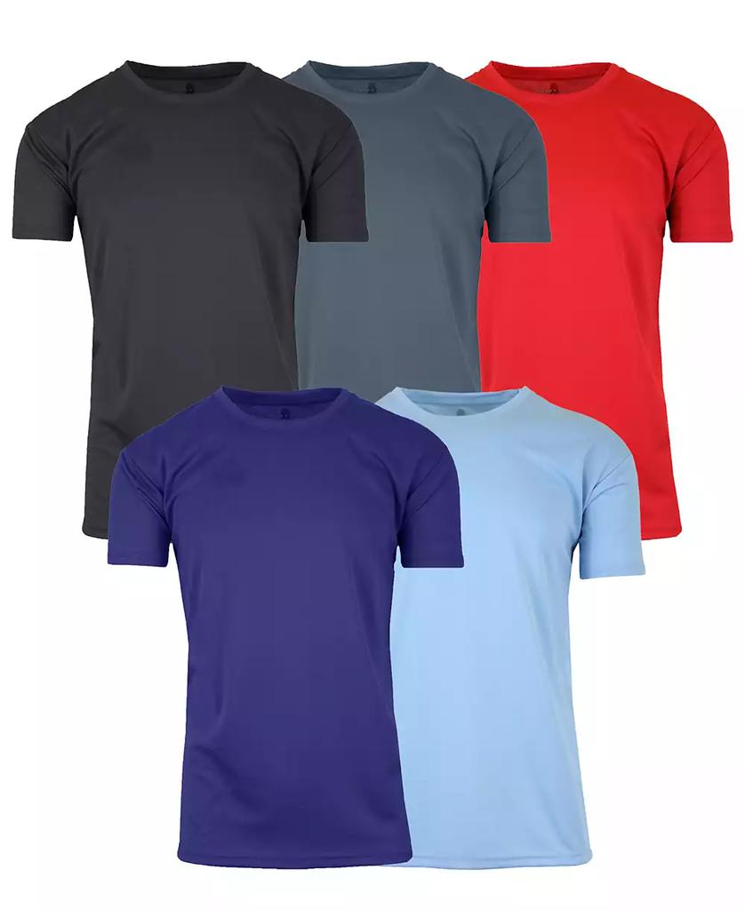 Galaxy By Harvic Men's Short Sleeve Moisture-Wicking Quick Dry Performance Crew Neck Tee -5 Pack