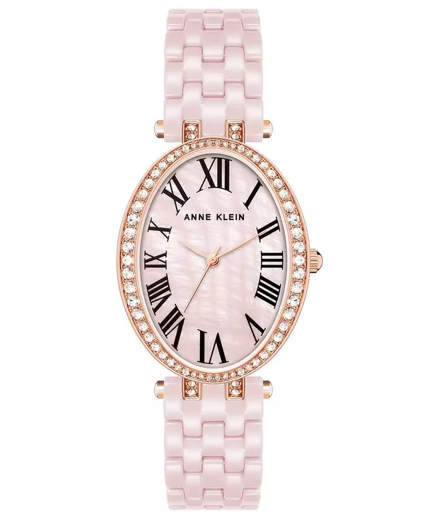 Anne Klein Women's Three-Hand Quartz Pink Ceramic Bracelet Watch, 27mm 1