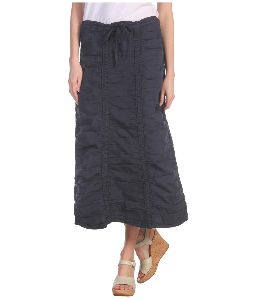 XCVI Stretch Poplin Double Shirred Panel Skirt